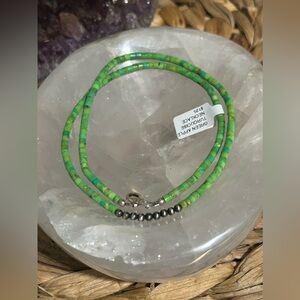 NWT Navajo Handmade Green Apple Turquoise Navajo Pearls Necklace